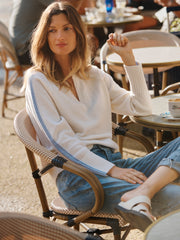 Salma side stripe sweater - Cream / Soft Blue | NRBY Clothing