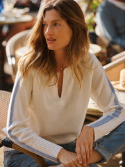 Salma side stripe sweater - Cream / Soft Blue | NRBY Clothing