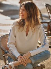 Salma side stripe sweater - Cream / Soft Blue | NRBY Clothing