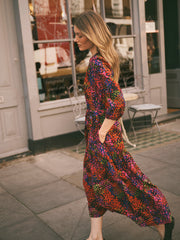 Ashlyn silk crazy petal print maxi dress | NRBY Clothing