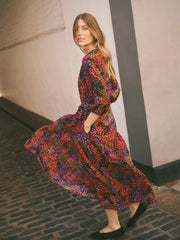 Ashlyn silk crazy petal print maxi dress | NRBY Clothing