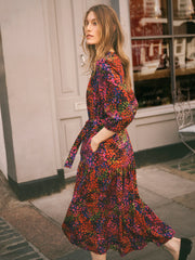 Ashlyn silk crazy petal print maxi dress | NRBY Clothing