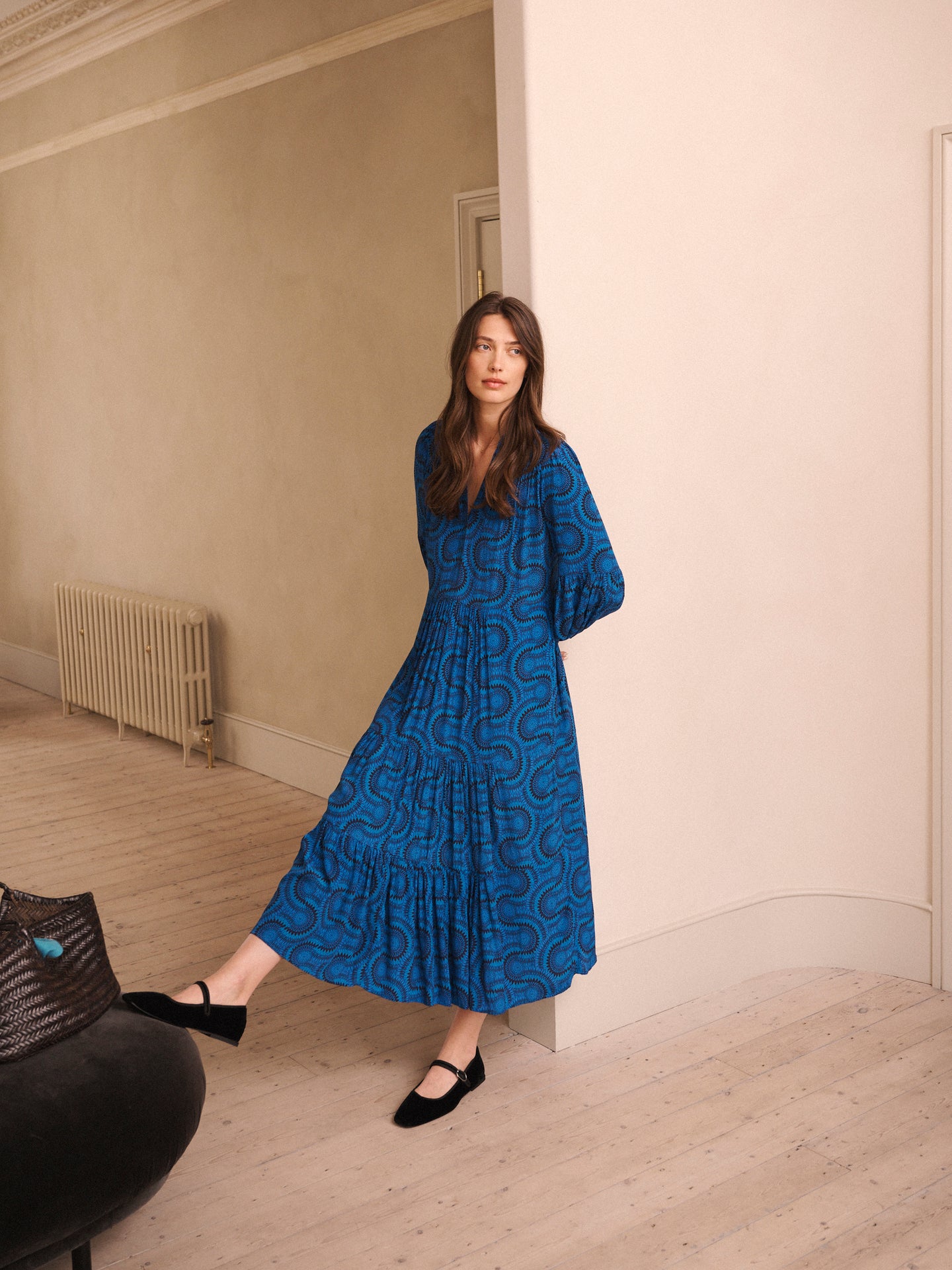 blue batik dress The Ezra Dress | Blue Floral Batik Stripe / XXXS