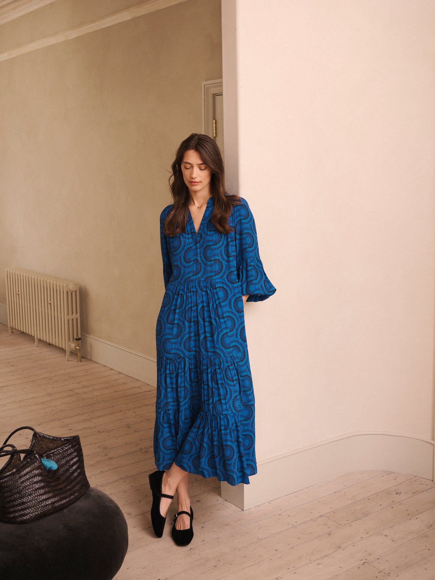 Cassidy Blue Tribal Dress in Blue Batik Print | NRBY Clothing Cassidy Blue Tribal Dress in Blue Batik Print | NRBY Clothing