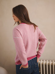 JoJo reversible cotton cashmere sweater - Raspberry / Soft Grey