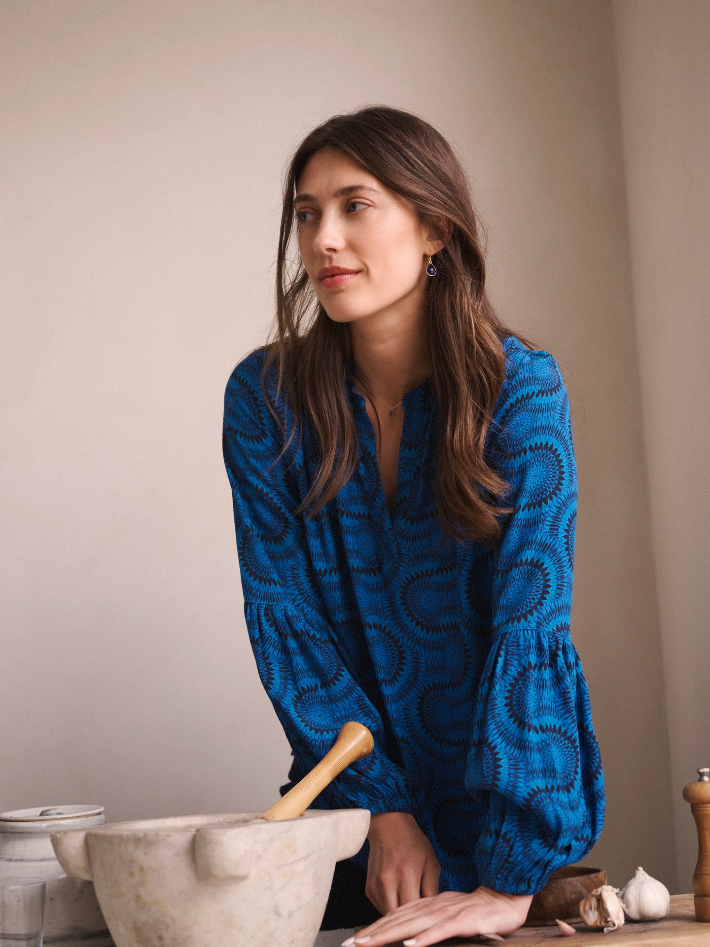 Amy viscose blue batik shirt