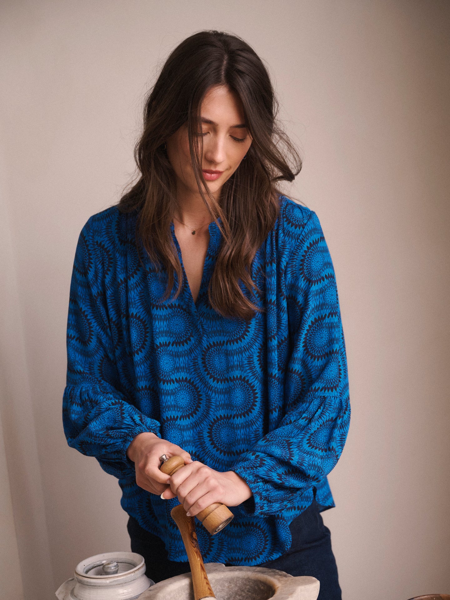 Amy viscose blue batik shirt