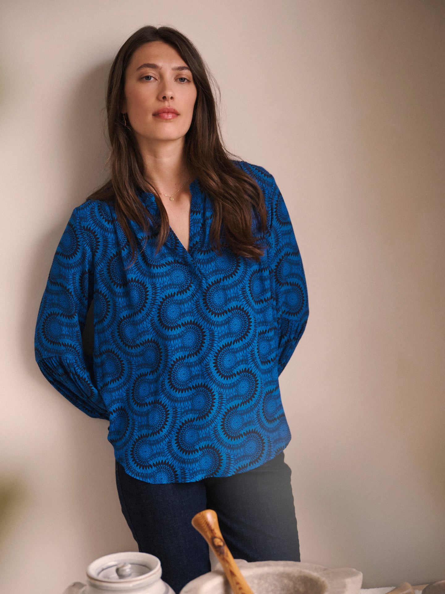 Amy viscose blue batik shirt