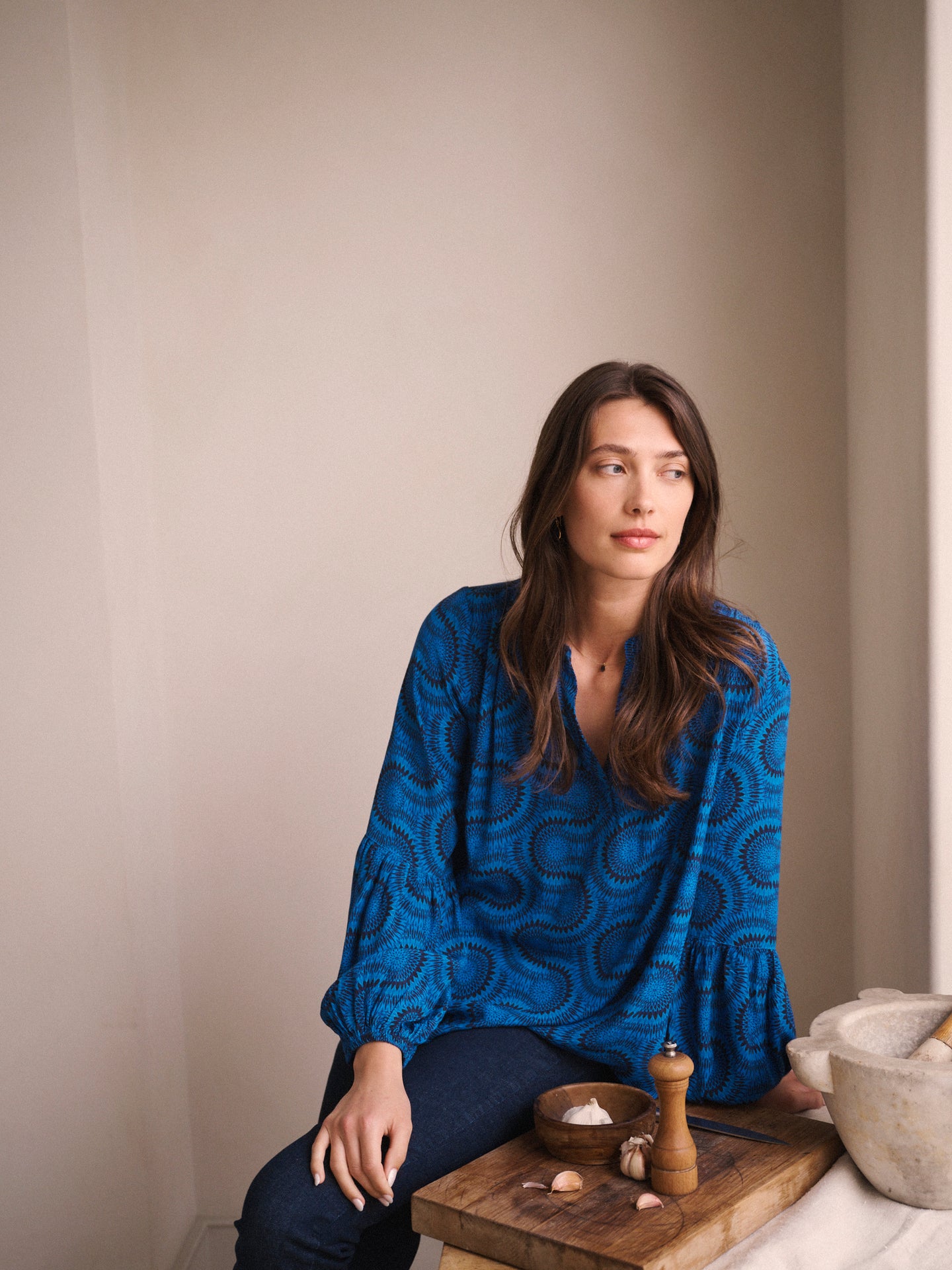 Amy viscose blue batik shirt