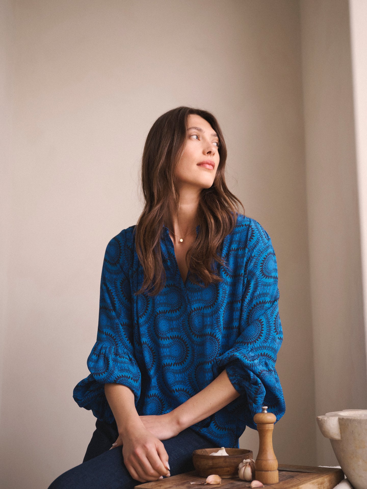 Amy viscose blue batik shirt