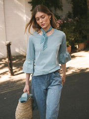 Abigail cotton top - Soft Sage