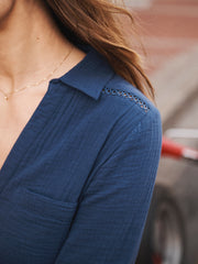 Addison cotton double cloth maxi dress - Navy