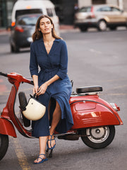 Addison cotton double cloth maxi dress - Navy