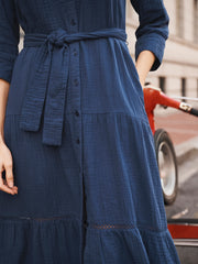 Addison cotton double cloth maxi dress - Navy