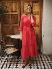 Addison cotton double cloth maxi dress - Red