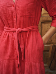 Addison cotton double cloth maxi dress - Red