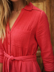 Addison cotton double cloth maxi dress - Red