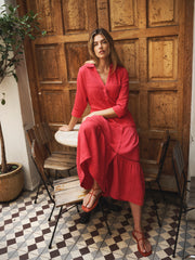 Addison cotton double cloth maxi dress - Red