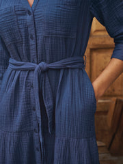 Addison cotton double cloth maxi dress - Navy | NRBY Clothing