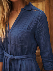 Addison cotton double cloth maxi dress - Navy | NRBY Clothing