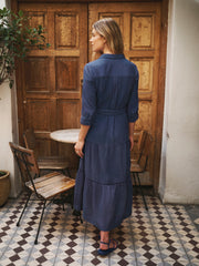 Addison cotton double cloth maxi dress - Navy | NRBY Clothing