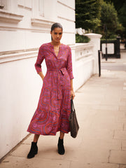 Avery silk pink batik maxi dress
