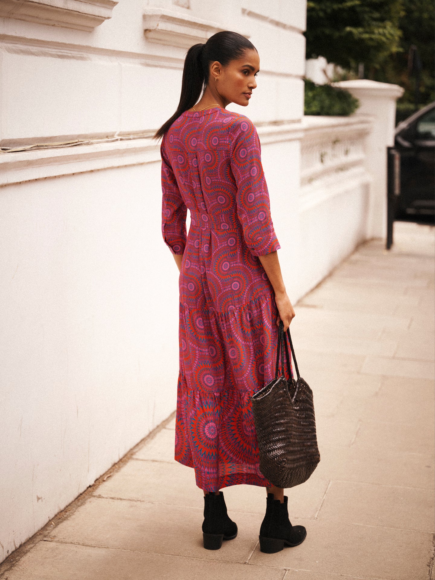 Avery silk pink batik maxi dress