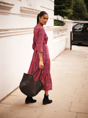 Avery silk pink batik maxi dress