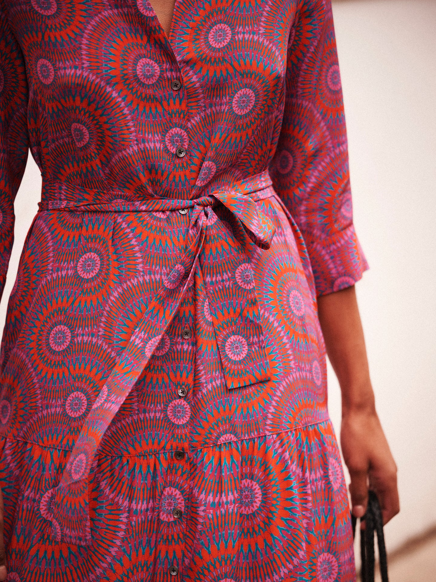 Avery silk pink batik maxi dress