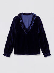 Alberta silk blend velvet shirt - Midnight | NRBY Clothing