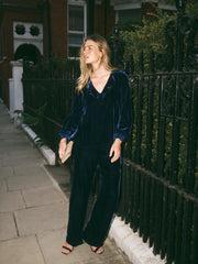 Alberta Silk Blend Velvet Shirt - Midnight
