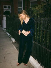 Alberta Silk Blend Velvet Shirt - Midnight