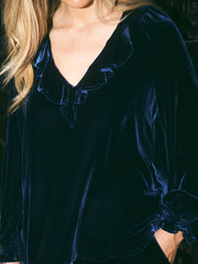 Alberta Silk Blend Velvet Shirt - Midnight