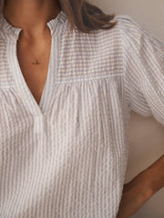 Alexis cotton stripe top - White / crystal blue | NRBY Clothing