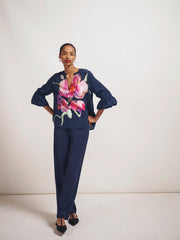 Oleta silk orchid print top