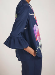 Oleta silk orchid print top