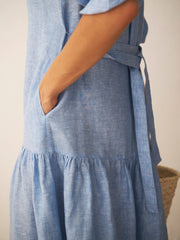 Annalee linen dress - Chambray blue