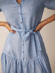 Annalee linen dress - Chambray blue