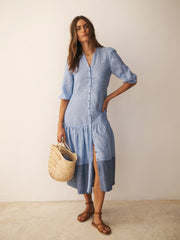 Annalee linen dress - Chambray blue