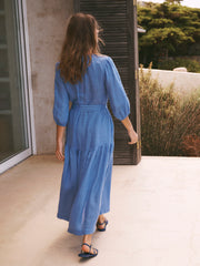 Anais gauze linen dress - Azure blue