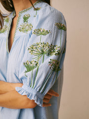 Andi cotton seersucker embroidered top - Light blue | NRBY Clothing