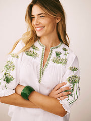 Andi cotton seersucker embroidered top - White | NRBY Clothing