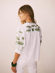 Andi cotton seersucker embroidered top - White | NRBY Clothing