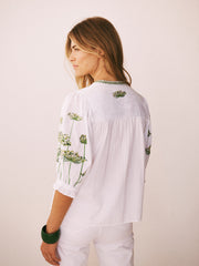 Andi cotton seersucker embroidered top - White | NRBY Clothing