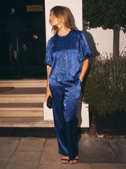 Clea silk satin lace print trouser | NRBY Clothing