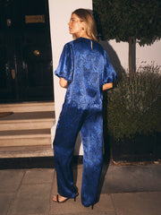 Clea silk satin lace print trouser | NRBY Clothing