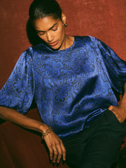 Anesha silk satin lace print top | NRBY Clothing