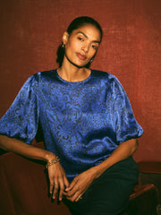 Anesha silk satin lace print top | NRBY Clothing