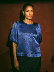 Anesha silk satin lace print top | NRBY Clothing