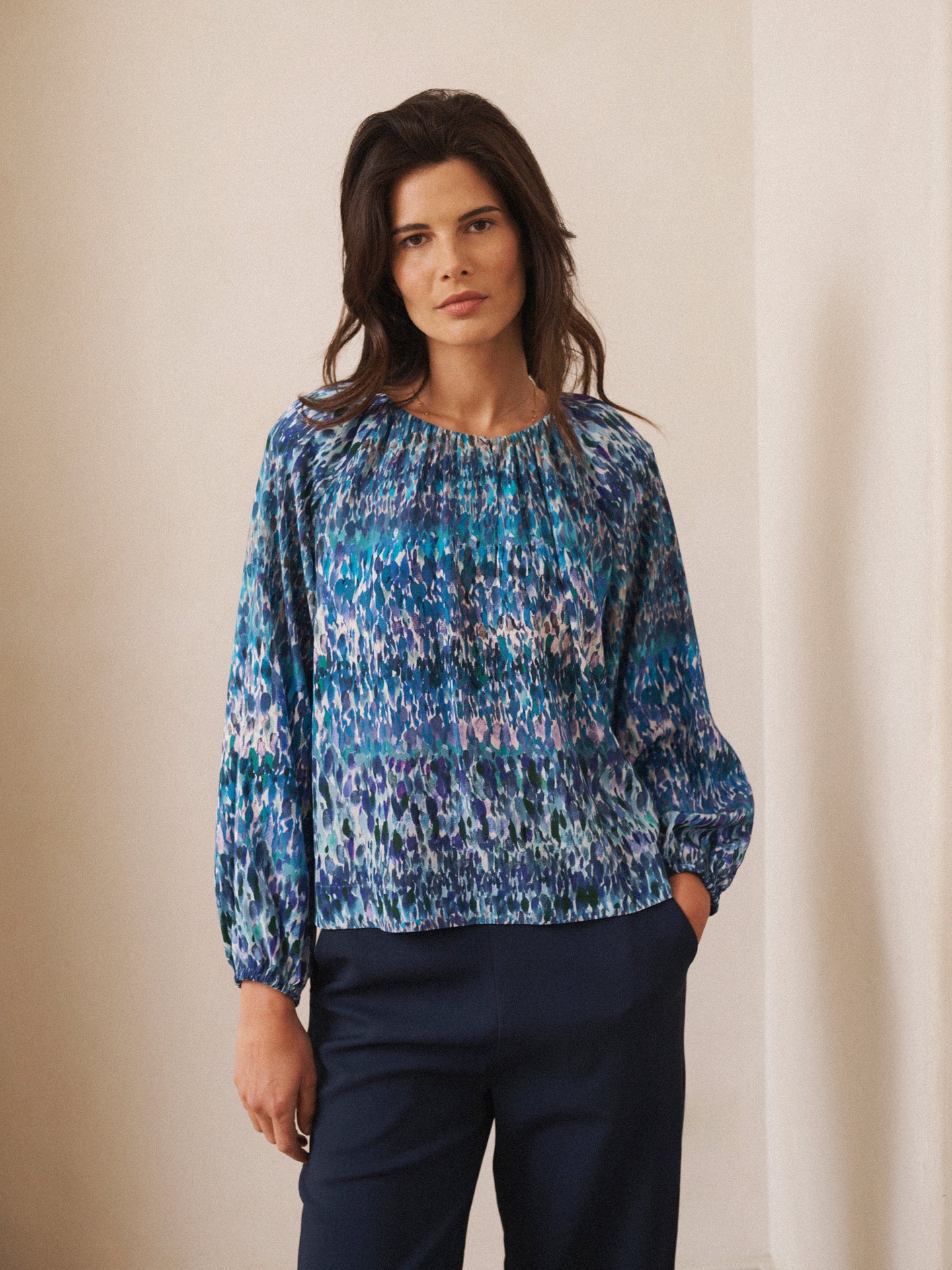 Angelica silk watercolour splash top